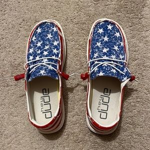 Hey Dude Wendy Star Spangled Womens Size 8. No tags. Worn twice, too big.